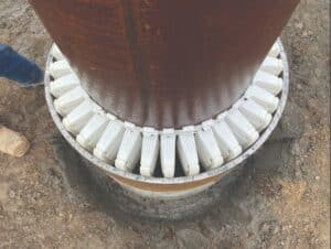 kwik-ZIP HDX-125 spacers installed on 24-inch steel piles to San Francisco’s sinking Millennium Tower.