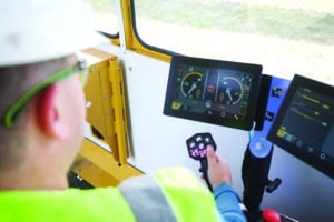 The drill operator sits in a sound-insulated and comfortable climate-controlled cabin with plenty of room.